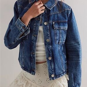 Free People Blue Jean Jacket with Trucker Style